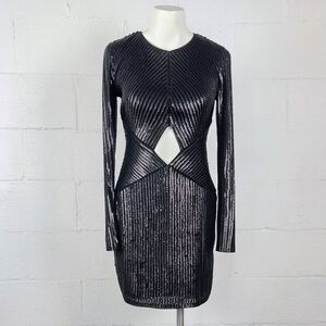 Express Black Sequin Long Sleeve Dress